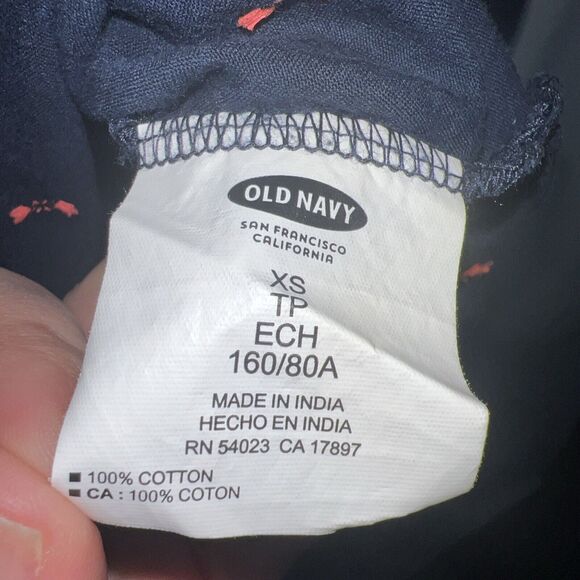 Old Navy Button Up Shirt Womens XS Blue Colorful Print Long Sleeve - Picture 5 of 11